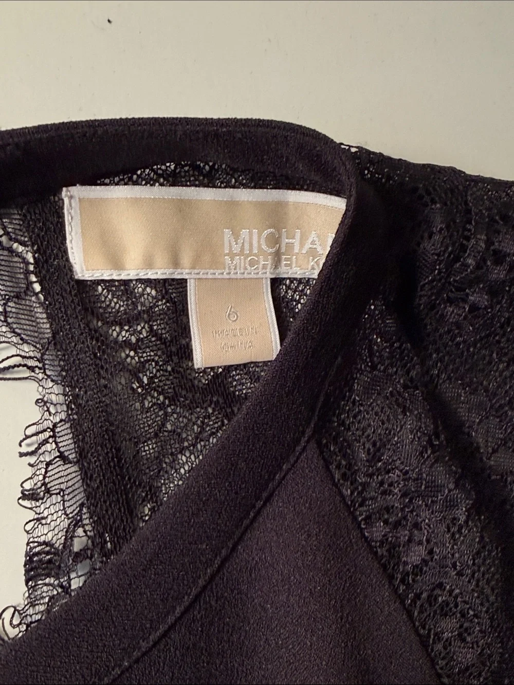 Michael Kors Black Sleeveless Lace-trimmed crepe Dress